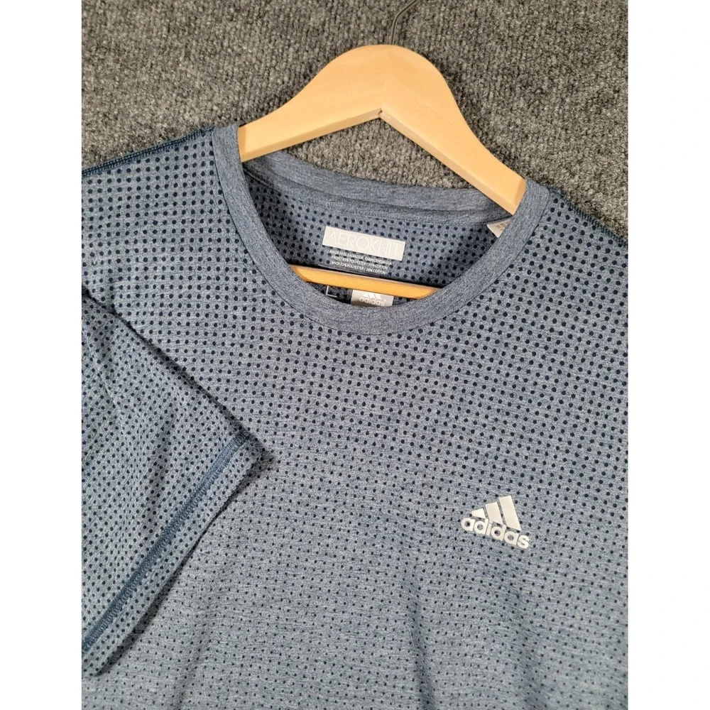 Adidas Aeroknit T-Shirt Mens Large Blue Climacool Athletic Performance Stretch